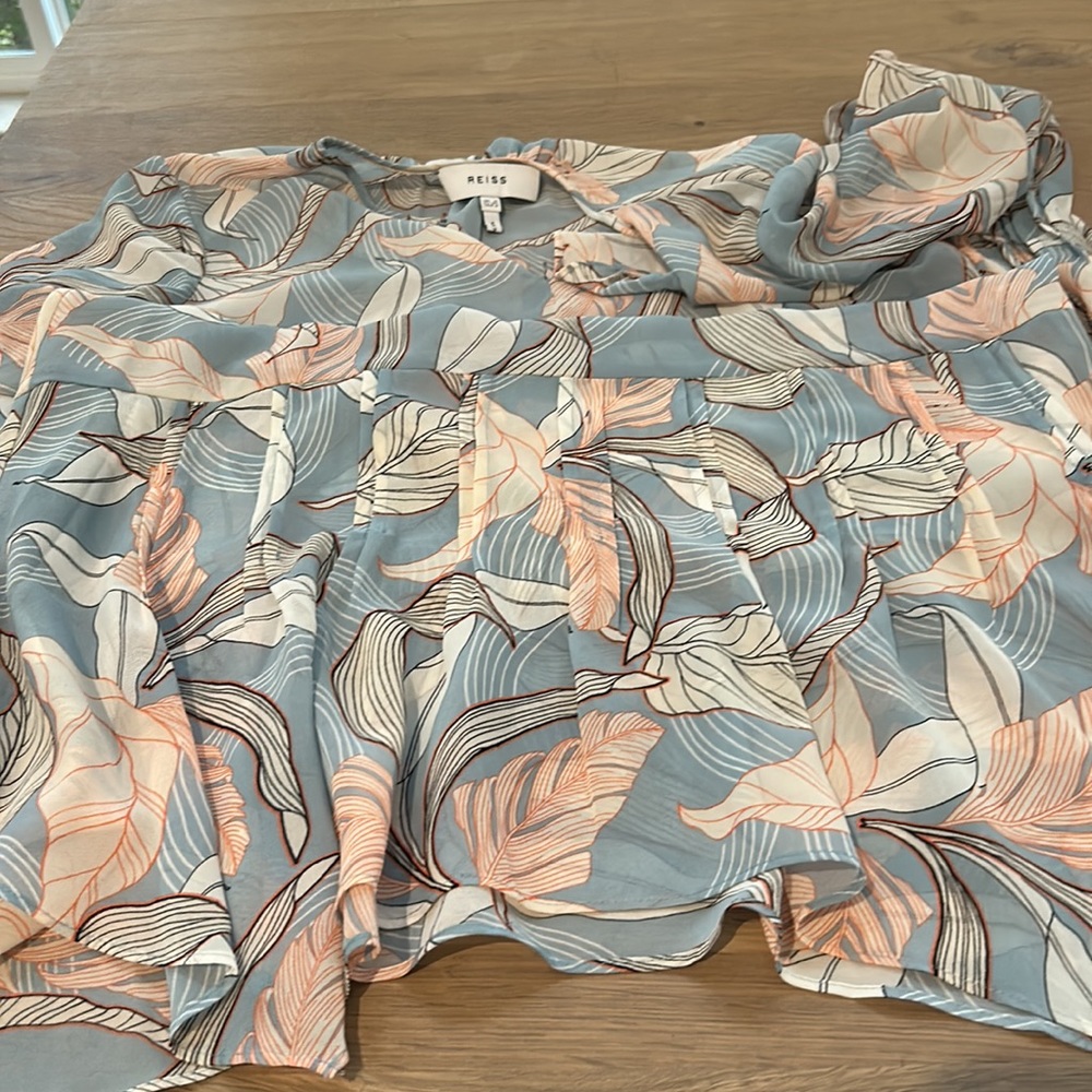 Reiss Blue and Cream Leaf Print Dress Worn Once – Excellent Condition - Picture 11 of 13